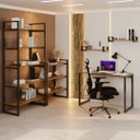 Ver imagem 4 de Mesa Escrivaninha para Escritório Industrial Desk 90 Canela
