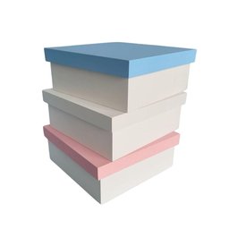 Caixa 100% Mdf (17x17x07) Rosa/branco - 2