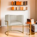 Ver imagem 1 de Poltrona Decorativa Base de Ferro Suede Munique