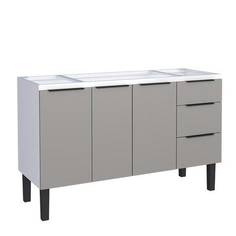 Gabinete de Aço Para Pia 140cm 3 Portas 3 Gavetas Jupter Cozimax Cinza Argila