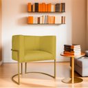 Ver imagem 1 de Poltrona Decorativa Base de Ferro Suede Munique