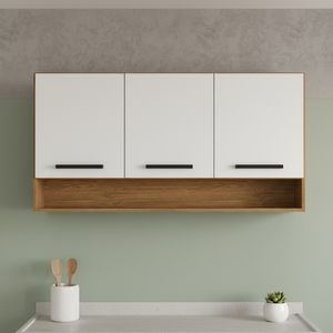 Armário Aéreo de Cozinha 3 Portas e Nicho Giovanna