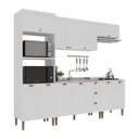 Ver imagem 2 de Armário Cozinha Americana Modulada Completa 260cm 5 Peças com Balcão Multimóveis CR20495 Branco