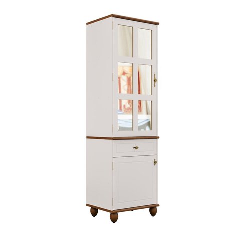 Cristaleira 2 Portas e 1 Gaveta Joy Branco/Off White