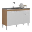 Ver imagem 1 de Balcão de Cozinha Gabinete para Pia 120cm Paris Multimóveis Mp2215 Rustic/branco