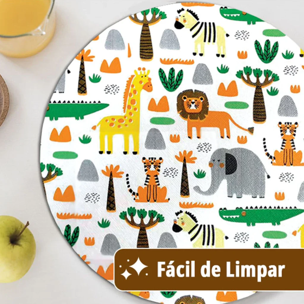 8 Jogo Americano Redondo Infantil Savana Impermeável Pvc - 2