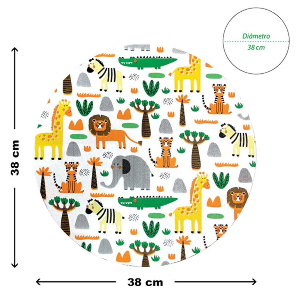 8 Jogo Americano Redondo Infantil Savana Impermeável Pvc - 6