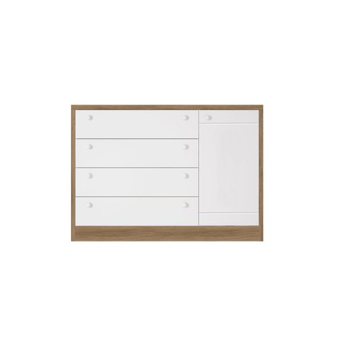 Cômoda de Bebê com 1 Porta e 4 Gavetas Bonny Branco Fosco Mezzo Reller