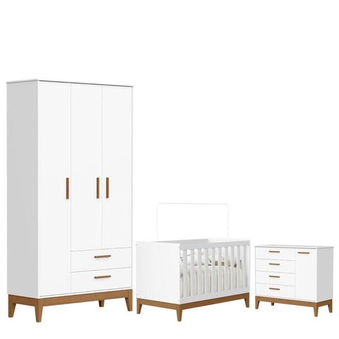Quarto de Bebê Flip e Cômoda Sapateira Branco Acetinado - Reller