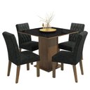 Ver imagem 3 de Conjunto Sala de Jantar Mesa Tampo de Vidro 4 Cadeiras Rustic/preto/oxford Anaju Madesa