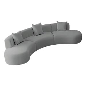 Kit Sofá Modular 4 Lugares 360cm Moderno Curvo Orgânico Duna Bouclé