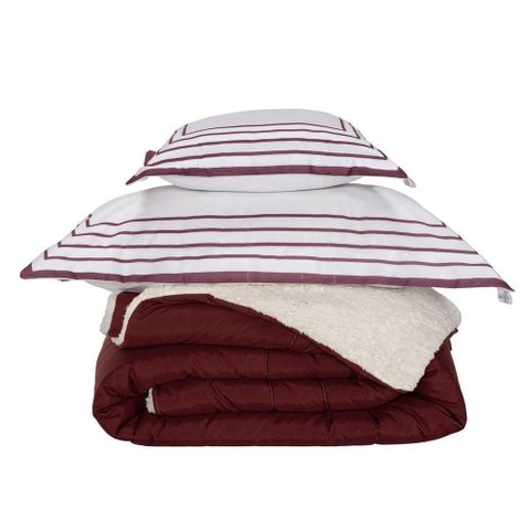 Coberdrom Soft Dupla Face Solteiro Kit 3 Peças Hipercal 400 Fios Vermelho Mr Enxovais