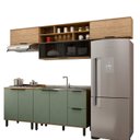 Ver imagem 2 de Cozinha Modulada Toscana em Mdf 5 Peças com Aereo 1200 Porta de Vidro e Aereo Geladeira