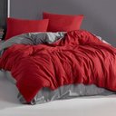 Ver imagem 2 de Jogo De Cama Casal King Vermelho Com Cinza 7 Pç Com Edredom