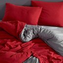 Ver imagem 3 de Jogo De Cama Casal King Vermelho Com Cinza 7 Pç Com Edredom