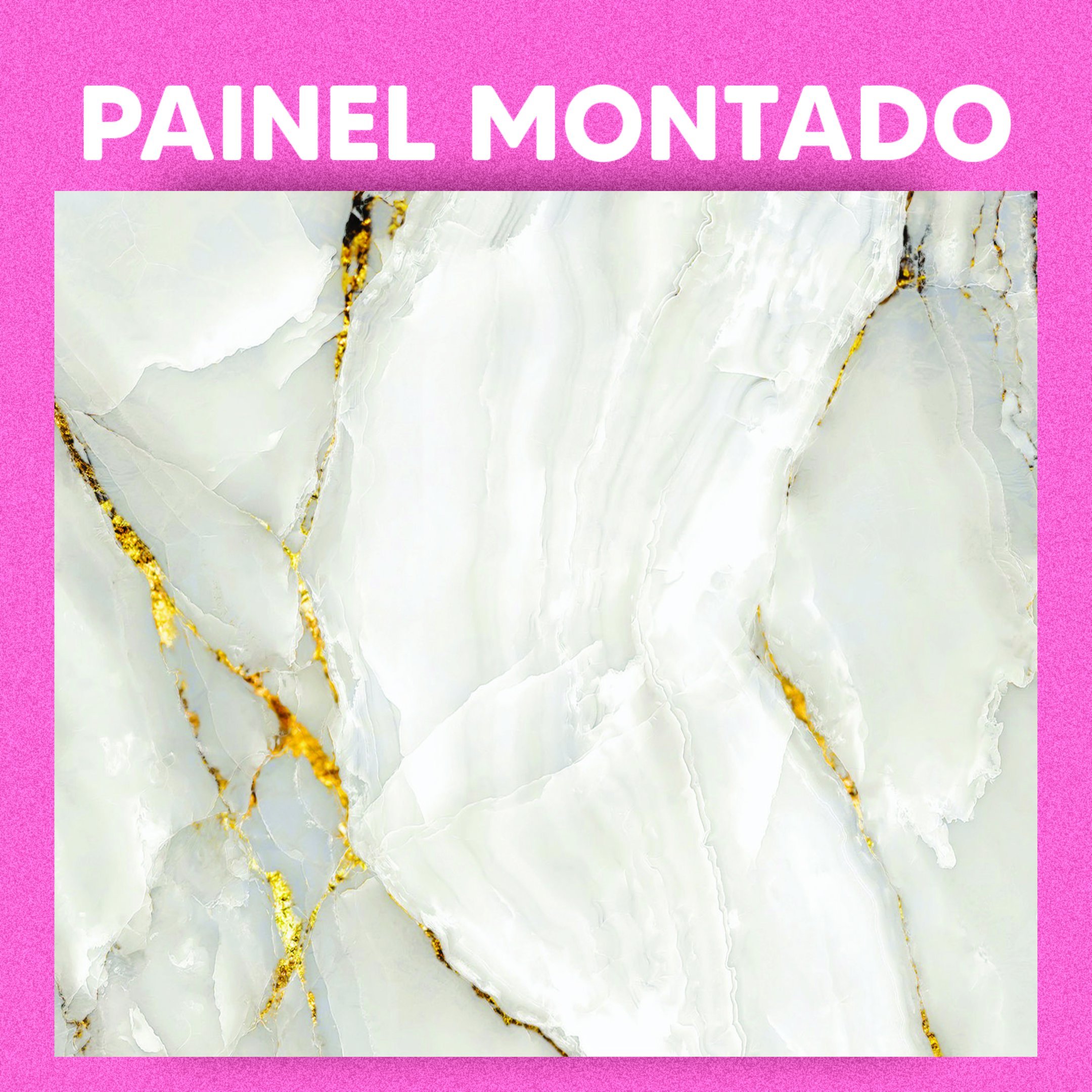 Papel de Parede Painel 3D Mármore Branco Dourado 3M Viníl Revestimento Pedra Requinte Auto Colante - 3