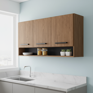 Armário Aéreo de Cozinha 3 Portas e Nicho Giovanna