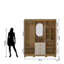 Ver imagem 5 de Guarda-Roupa Casal Capelinha 4 Portas 3 Gavetas Espelho Aurora Nature Fendi Bege