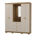 Ver imagem 2 de Guarda-Roupa Casal Capelinha 4 Portas 3 Gavetas Espelho Aurora Nature Fendi Bege