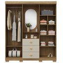 Ver imagem 4 de Guarda-Roupa Casal Capelinha 4 Portas 3 Gavetas Espelho Aurora Nature Fendi Bege