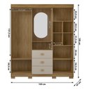 Ver imagem 3 de Guarda-Roupa Casal Capelinha 4 Portas 3 Gavetas Espelho Aurora Nature Fendi Bege