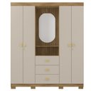 Ver imagem 7 de Guarda-Roupa Casal Capelinha 4 Portas 3 Gavetas Espelho Aurora Nature Fendi Bege