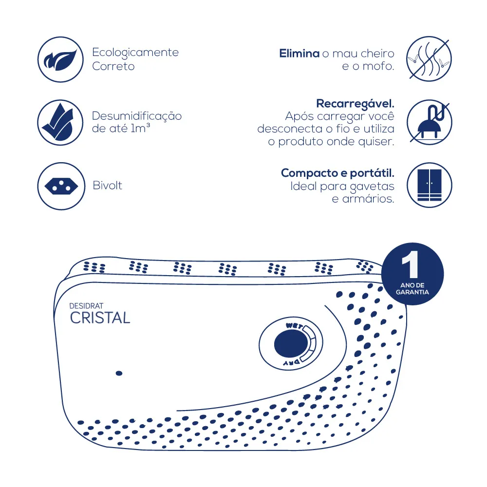 Desumidificador Compacto Cristal Bivolt - 5