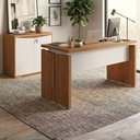 Ver imagem 4 de Mesa Escritorio 125 cm e Balcao 2 Portas 74 cm Freijo Branco Artany