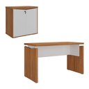 Ver imagem 1 de Mesa Escritorio 125 cm e Balcao 2 Portas 74 cm Freijo Branco Artany