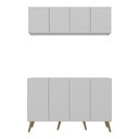 Ver imagem 5 de Conjunto Cantinho do Café Retrô Armário e Aparador 4 Portas Multimóveis Mp1084 Branco/natural