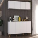 Ver imagem 2 de Conjunto Cantinho do Café Retrô Armário e Aparador 4 Portas Multimóveis Mp1084 Branco/natural