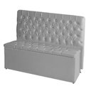 Ver imagem 1 de Kit Cabeceira de Cama Box e Calçadeira Baú Paris King 195 Cm 195 X 126 Capitonê Courino Prata Eli Mó