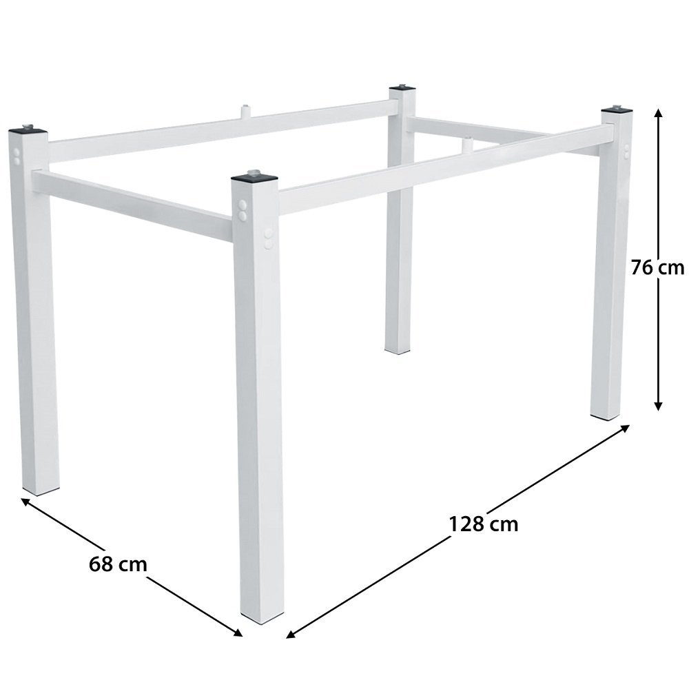 Pé para Mesa Jantar Retangular 1,50 para Tampo de Vidro Branco Ql - 4