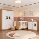 Ver imagem 1 de Quarto de Bebê Completo com Berço Americano 3 em 1 e Colchão Incluso Flor Multimóveis MP4932