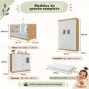 Ver mais imagens de Quarto de Bebê Completo com Berço Americano 3 em 1 e Colchão Incluso Flor Multimóveis MP4932