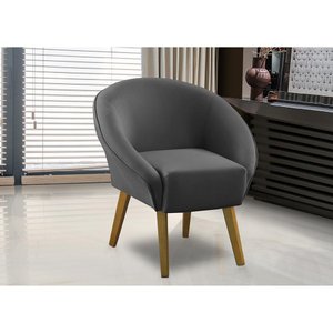 Poltrona Para Sala Decorativa Milena Veludo Cinza Adonai Estofados