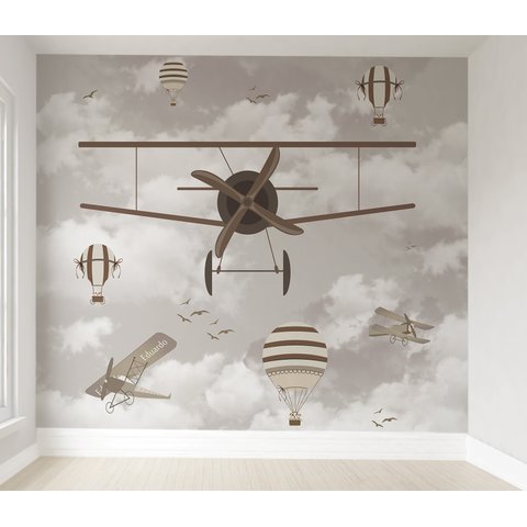 Papel de parede aviãozinho infantil para quarto de bebê menino VR06A M²