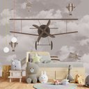 Ver imagem 2 de Papel de parede aviãozinho infantil para quarto de bebê menino VR06A M²