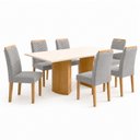 Ver imagem 2 de Conjunto de Mesa de Jantar 6 Lugares Isla e Cadeiras Carol MDF Cinamomo Off White