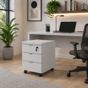 Ver imagem 1 de Gaveteiro Móvel Escritório 40cm x 50cm 3 Gavetas Chave e Rodízios F5 Office Cor:Cinza
