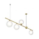 Ver imagem 2 de Pendente 4 Globos De Vidro Duplo Transparente Dourado Sala De Jantar Zan84