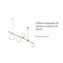 Ver imagem 4 de Pendente 4 Globos De Vidro Duplo Transparente Dourado Sala De Jantar Zan84