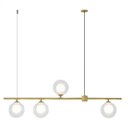 Ver imagem 1 de Pendente 4 Globos De Vidro Duplo Transparente Dourado Sala De Jantar Zan84