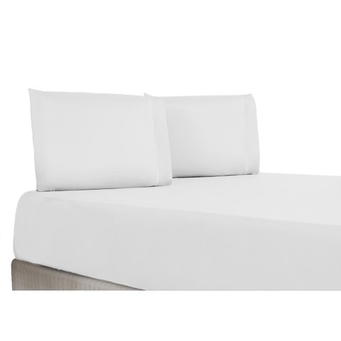 Lençol Casal Queen 3 Peças 400 Fios Ponto Palito - BRANCO