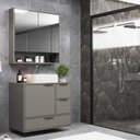 Ver imagem 6 de Conjunto para Banheiro Modulado 801 com Cuba e Espelheira 80cm Prime Yescasa Cinza/Cimento