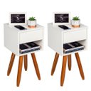Ver imagem 1 de Kit Mesa de Cabeceira Retro 30 Pé Palito Castanho Envio Montada