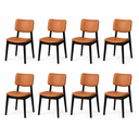 Ver imagem 2 de Kit 8 Cadeiras de Jantar Manuela Madeira Preta Courino Caramelo