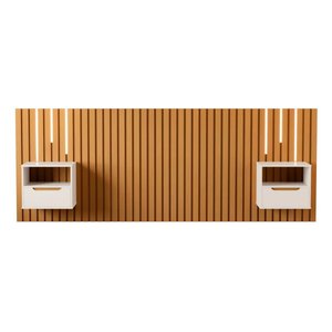Cabeceira Ripada Box Casal/queen com Led e 2 Mesas