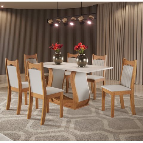 Conjunto de Jantar Mesa Retangular Buenos Aires com 6 Cadeiras Dalas Yescasa