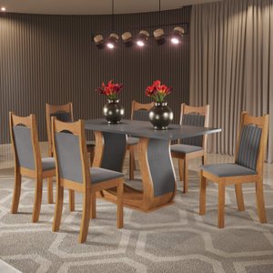 Mesa de Jantar Retangular Buenos Aires com 6 Cadeiras Dalas